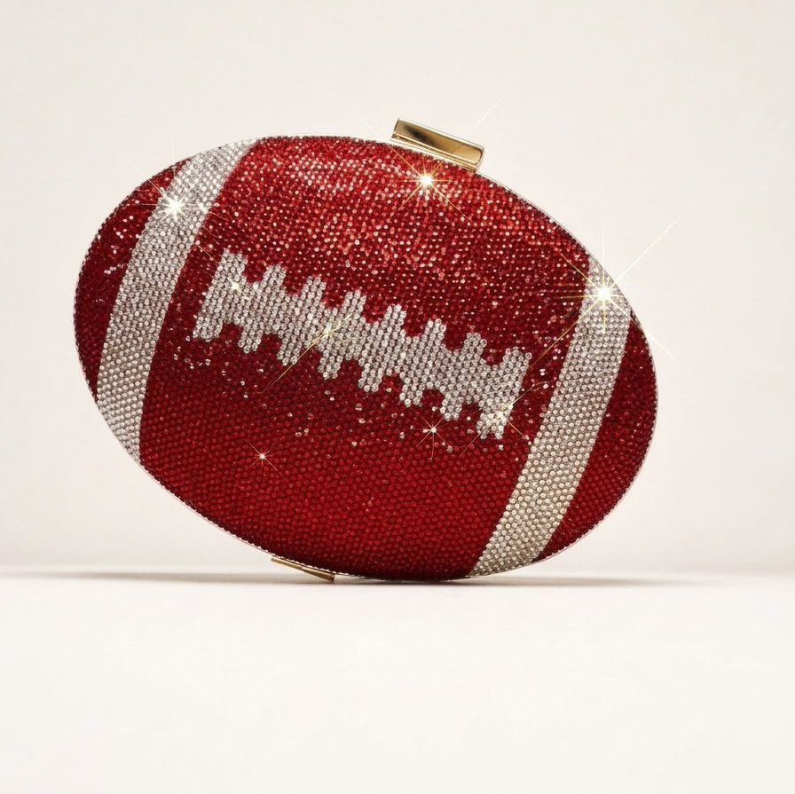 The Victory — Red crystal football clutch